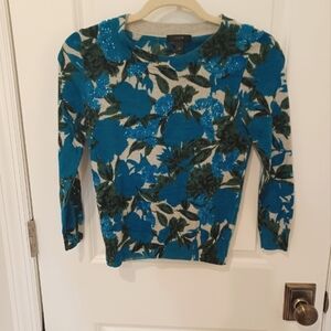J.Crew Sequin Floral Merino Sweater, xs